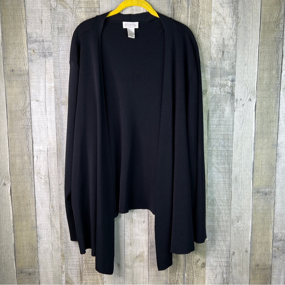 e’lana by Tanner Size 3 Black Open Front Cardigan Sweater Rayon/Nylon Blend